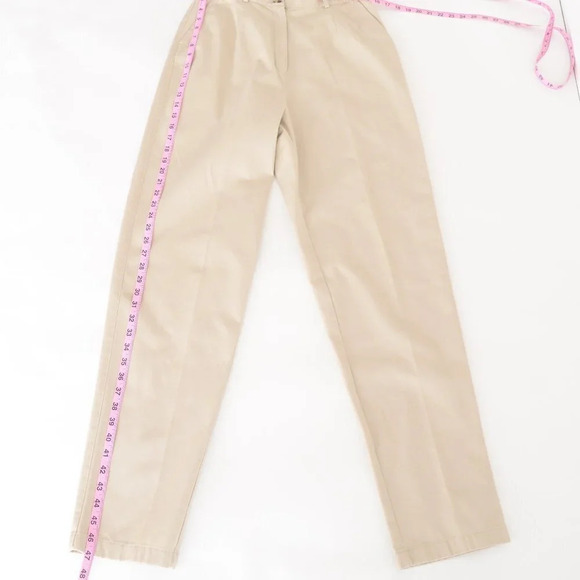 L.L. Bean Beige Straight  Leg 100% Cotton Pants 12 Tall - Picture 1 of 10